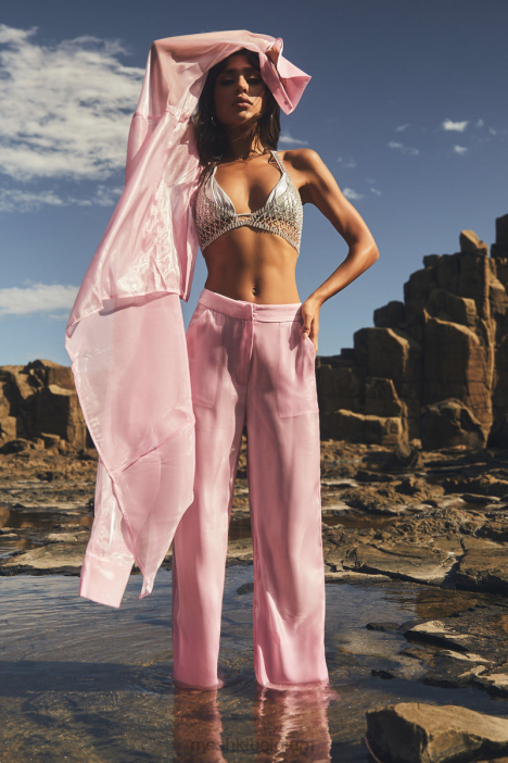 Doorzichtige broek van Kinsley Meshki snoep roze N4JN1607 kleding