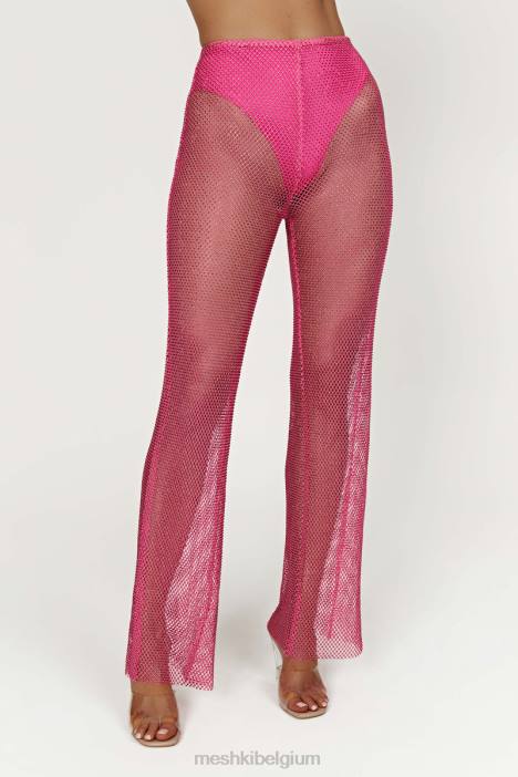 Emerson diamanten mesh broek Meshki roze roze N4JN1614 kleding