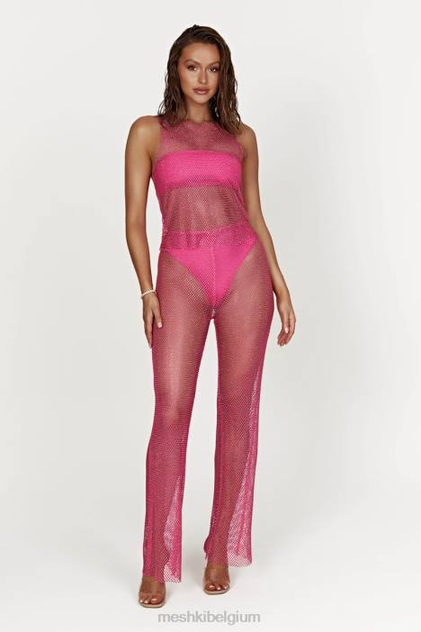 Emerson diamanten mesh broek Meshki roze roze N4JN1614 kleding