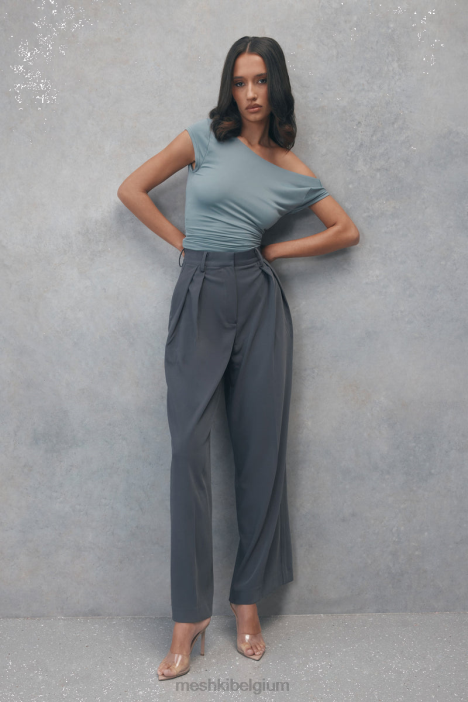 Jemima broek met rechte pijpen Meshki houtskool N4JN1441 kleding