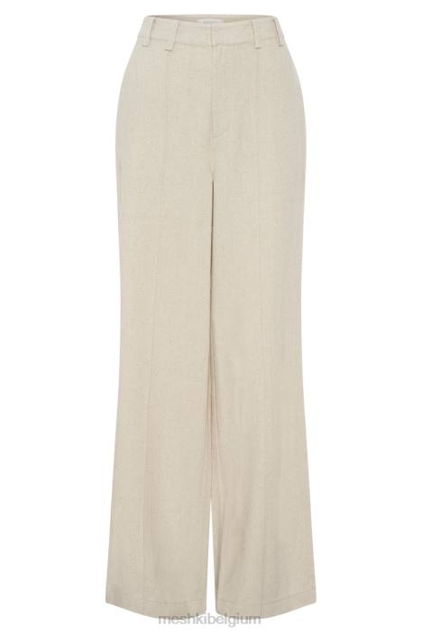 Julie linnen broek met wijde pijpen Meshki natuurlijk N4JN1465 kleding