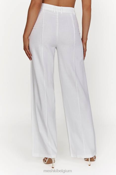 Julie linnen broek met wijde pijpen Meshki wit N4JN1518 kleding