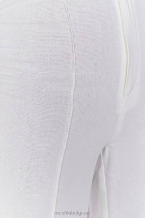 Julie linnen broek met wijde pijpen Meshki wit N4JN1518 kleding
