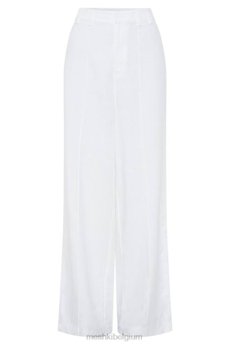 Julie linnen broek met wijde pijpen Meshki wit N4JN1518 kleding