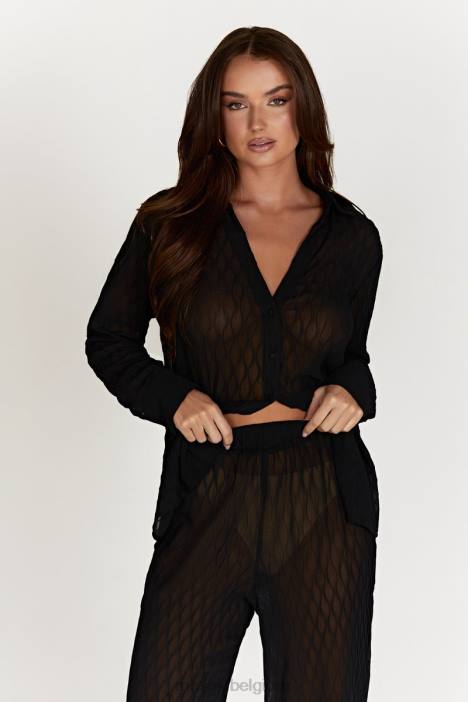 Karla golfplooibroek Meshki zwart N4JN1488 kleding