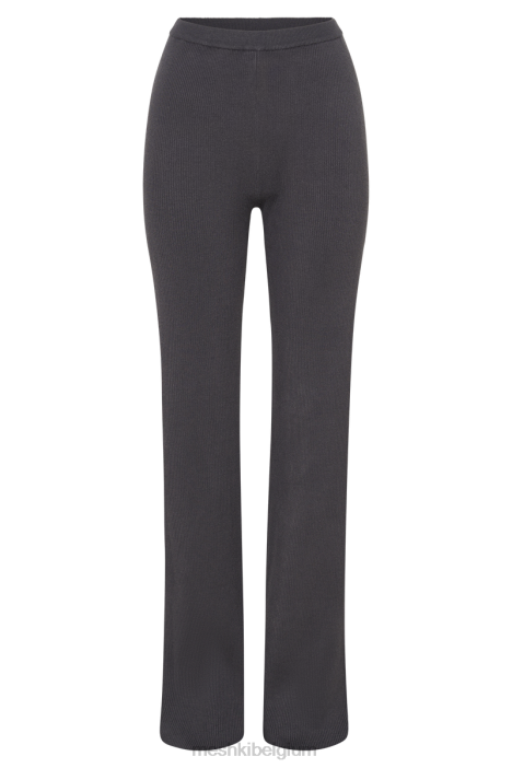 Linnie gebreide broek met rechte pijpen Meshki houtskool N4JN1352 kleding