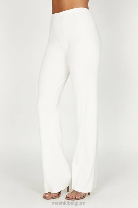 Linnie gebreide broek met rechte pijpen Meshki wit N4JN1395 kleding