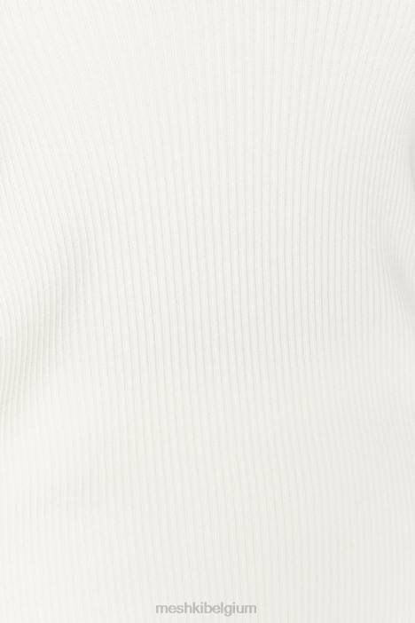 Linnie gebreide broek met rechte pijpen Meshki wit N4JN1395 kleding