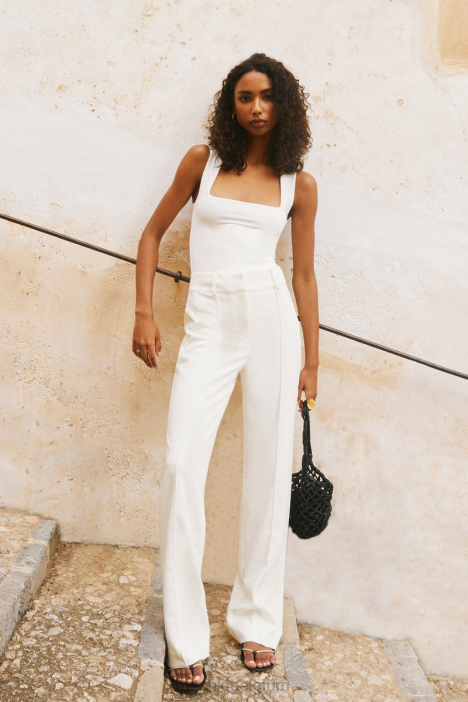 Lisa pantalon met hoge taille Meshki ivoor N4JN1274 kleding