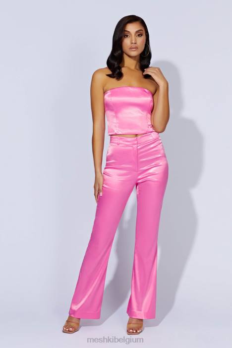 Maeva satijnen uitlopende broek Meshki kauwgom roze N4JN1489 kleding