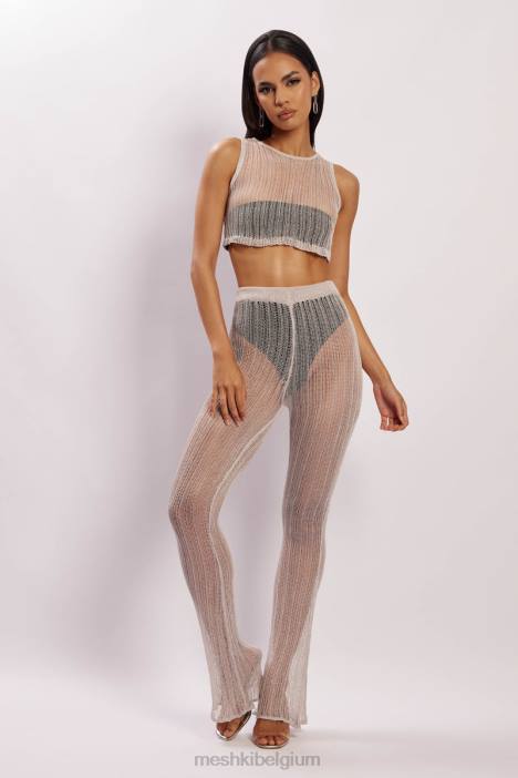 Mandy gebreide flare broek Meshki grijs N4JN1599 kleding