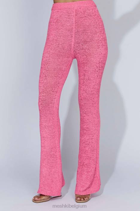 Mary gebreide uitlopende broek Meshki kauwgom roze N4JN1581 kleding