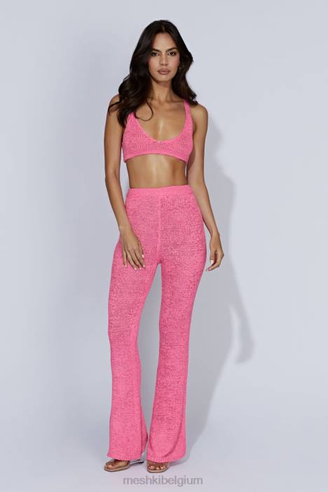 Mary gebreide uitlopende broek Meshki kauwgom roze N4JN1581 kleding