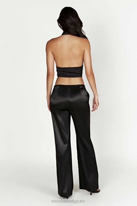 Nicolette satijnen broek met lage taille Meshki zwart N4JN1593 kleding