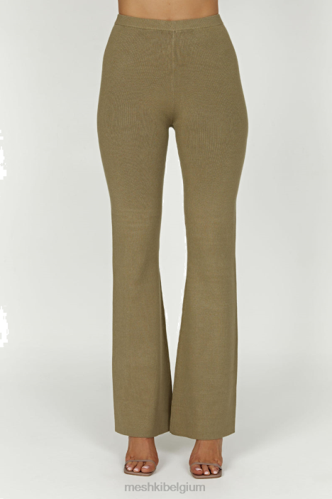 Rosetta flare gebreide broek Meshki olijf N4JN1389 kleding