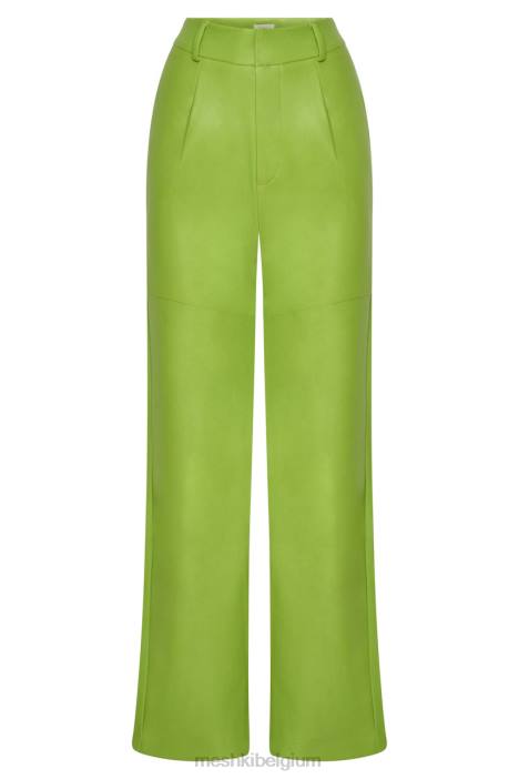 Sima kunstleren broek met hoge taille Meshki limoen groen N4JN1601 kleding