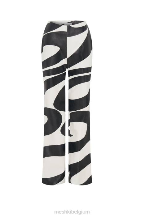 Stevie V PU-broek met print aan de voorkant Meshki wervelafdruk N4JN1464 kleding