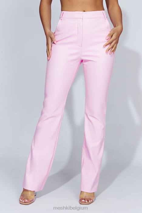 Tyra imitatieleren broek met rechte pijpen Meshki baby roze N4JN1431 kleding
