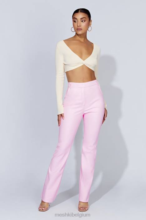 Tyra imitatieleren broek met rechte pijpen Meshki baby roze N4JN1431 kleding