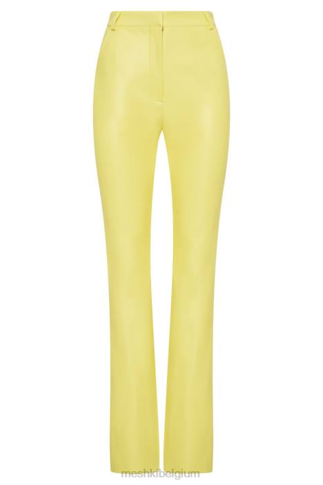 Tyra imitatieleren broek met rechte pijpen Meshki citroen N4JN1584 kleding