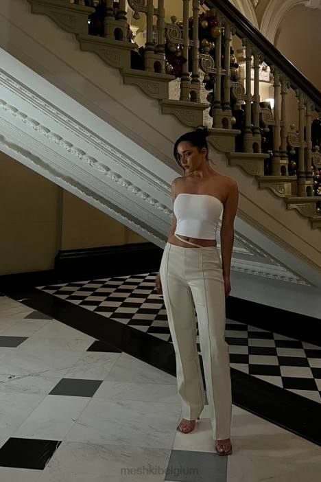 Zarsa pu-broek met wijde pijpen en middelhoge taille Meshki tarwe N4JN1469 kleding