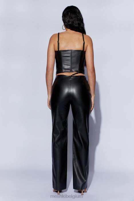 Zarsa pu-broek met wijde pijpen en middelhoge taille Meshki zwart N4JN1443 kleding