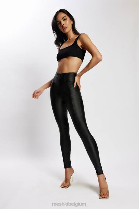 Zima kunstleren corsetted broek met hoge taille Meshki zwart N4JN1292 kleding
