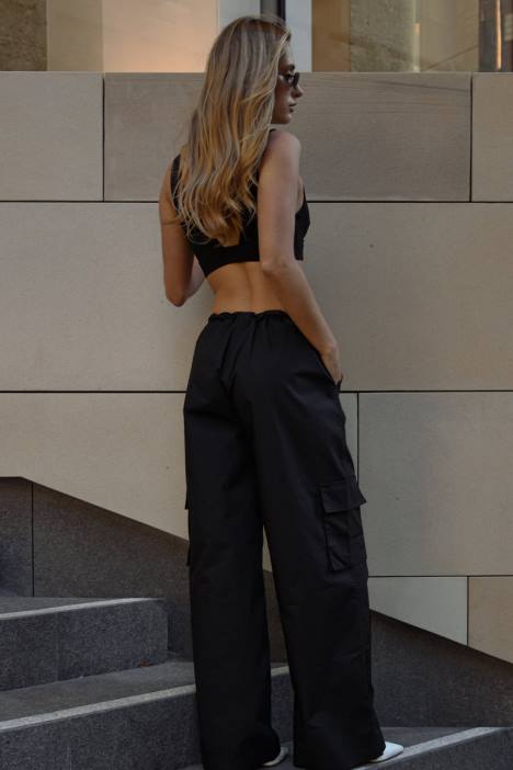 amara parachutebroek Meshki zwart N4JN1592 kleding