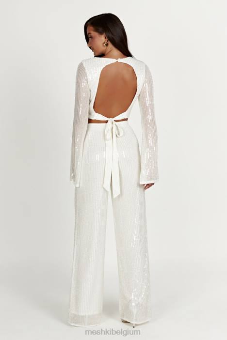 broek met diaz-pailletten Meshki wit N4JN1356 kleding
