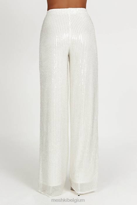 broek met diaz-pailletten Meshki wit N4JN1356 kleding