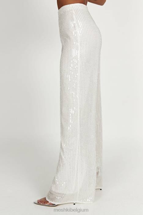 broek met diaz-pailletten Meshki wit N4JN1356 kleding