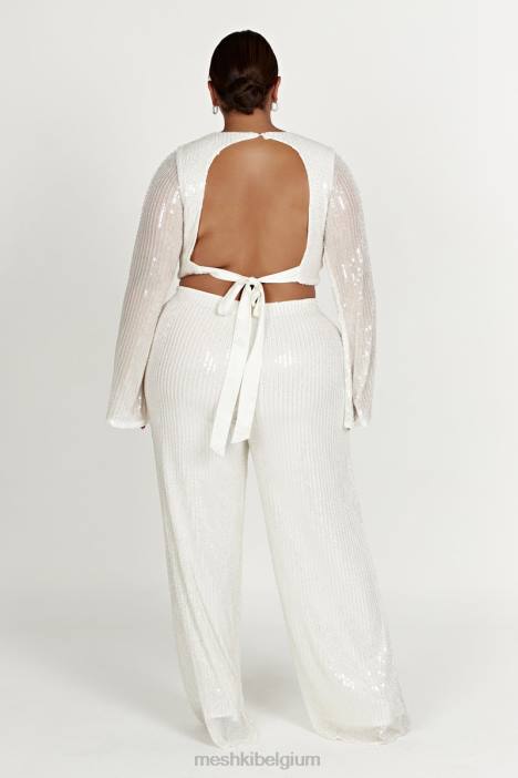 broek met diaz-pailletten Meshki wit N4JN1356 kleding