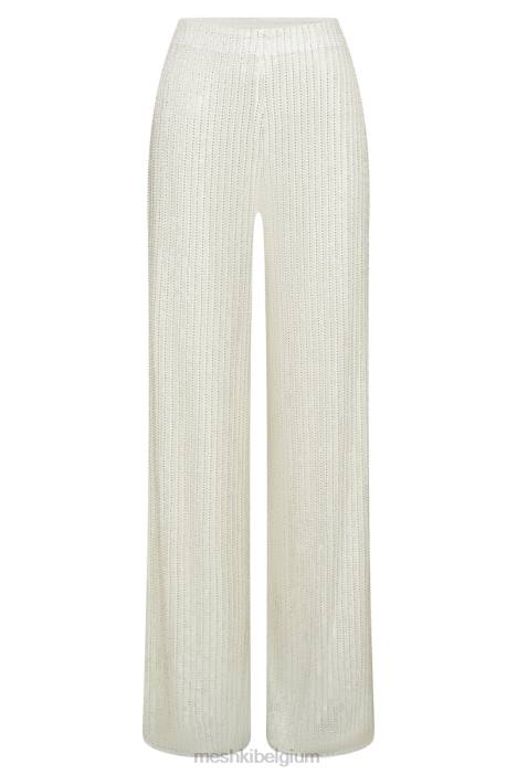 broek met diaz-pailletten Meshki wit N4JN1356 kleding