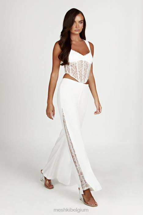 estee broek met splitkant Meshki wit N4JN1413 kleding