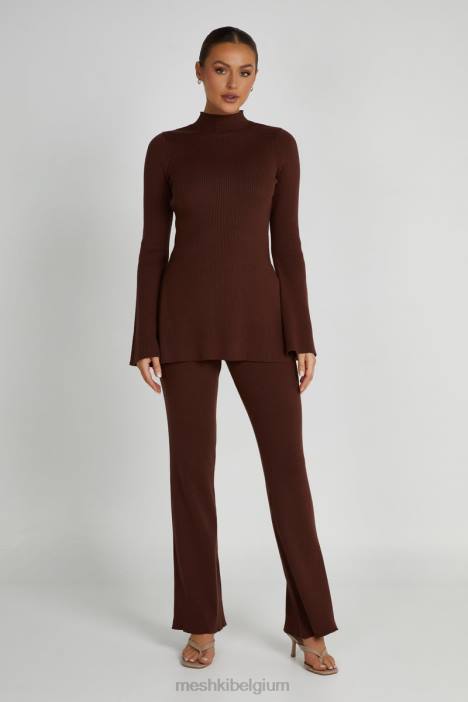 jovie gebreide broek Meshki hazelnoot N4JN1331 kleding