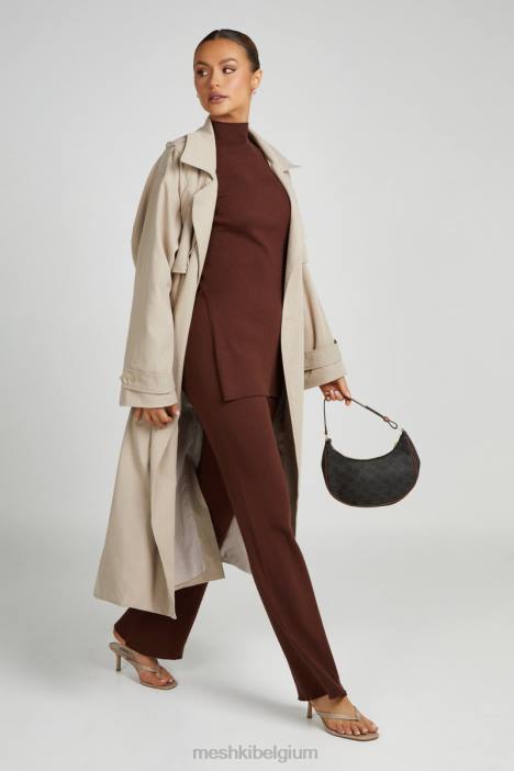 jovie gebreide broek Meshki hazelnoot N4JN1331 kleding