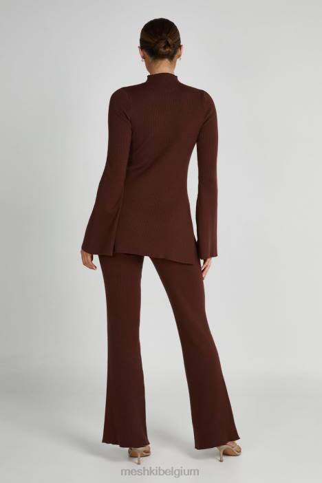 jovie gebreide broek Meshki hazelnoot N4JN1331 kleding