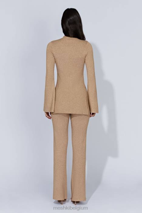 jovie gebreide broek Meshki taupe N4JN1406 kleding
