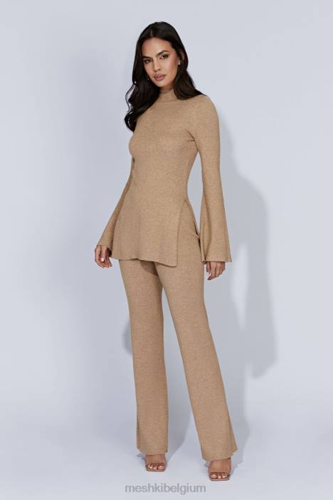 jovie gebreide broek Meshki taupe N4JN1406 kleding