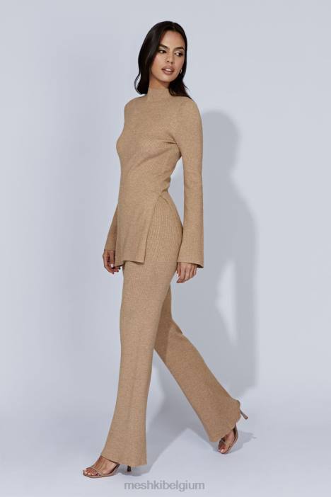 jovie gebreide broek Meshki taupe N4JN1406 kleding