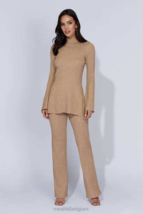 jovie gebreide broek Meshki taupe N4JN1406 kleding