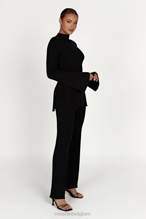 jovie gebreide broek Meshki zwart N4JN1393 kleding