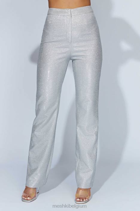 lisette glanzende broek met rechte pijpen Meshki zilver N4JN1558 kleding