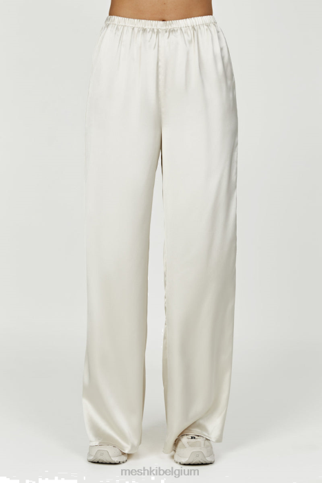 marciela satijnen broek met rechte pijpen Meshki ivoor N4JN1303 kleding