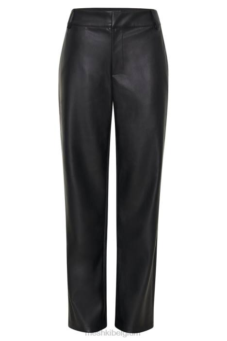 matilda slouchy laagbouw broek van kunstleer Meshki zwart N4JN1438 kleding
