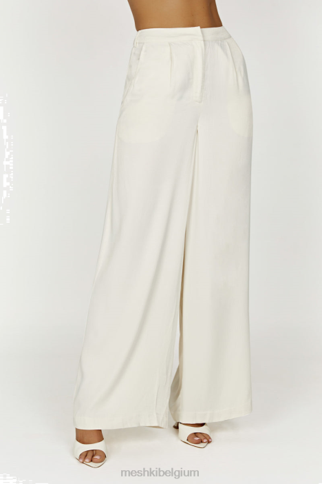 nour satijnen broek met wijde pijpen Meshki ivoor N4JN1376 kleding