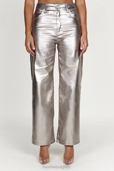 Minnie metallic rechte jeans Meshki zilver N4JN1270 kleding