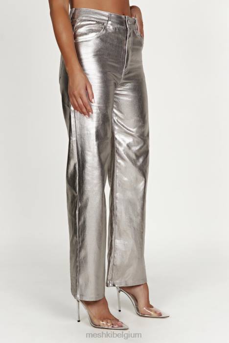 Minnie metallic rechte jeans Meshki zilver N4JN1270 kleding