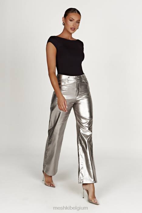 Minnie metallic rechte jeans Meshki zilver N4JN1270 kleding
