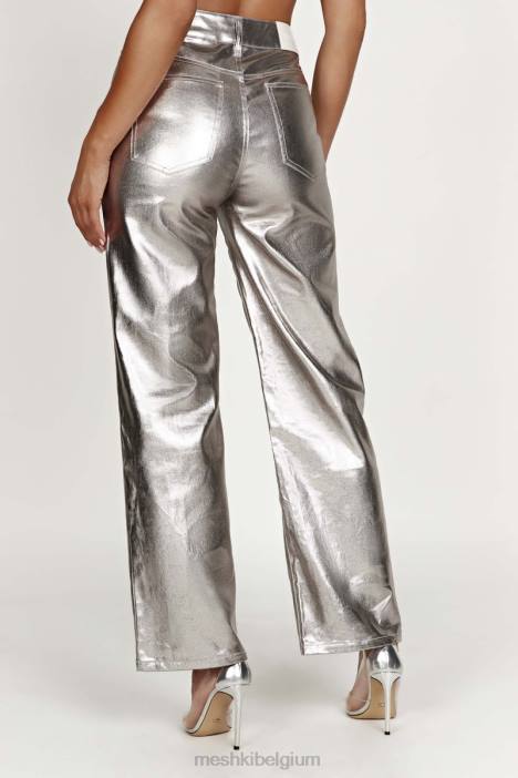 Minnie metallic rechte jeans Meshki zilver N4JN1270 kleding